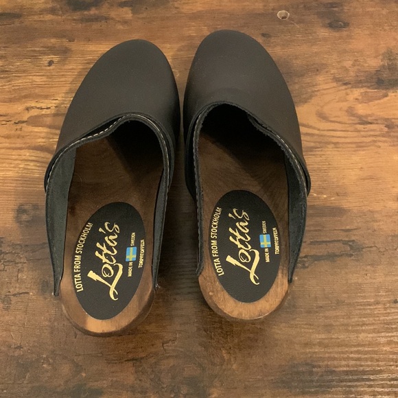Lotta From Stockholm Shoes Lottas From Stockholm Black Wooden Clog